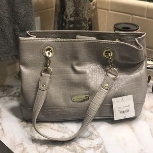 Liz Claiborne faux 🐊 crock dove grey tote